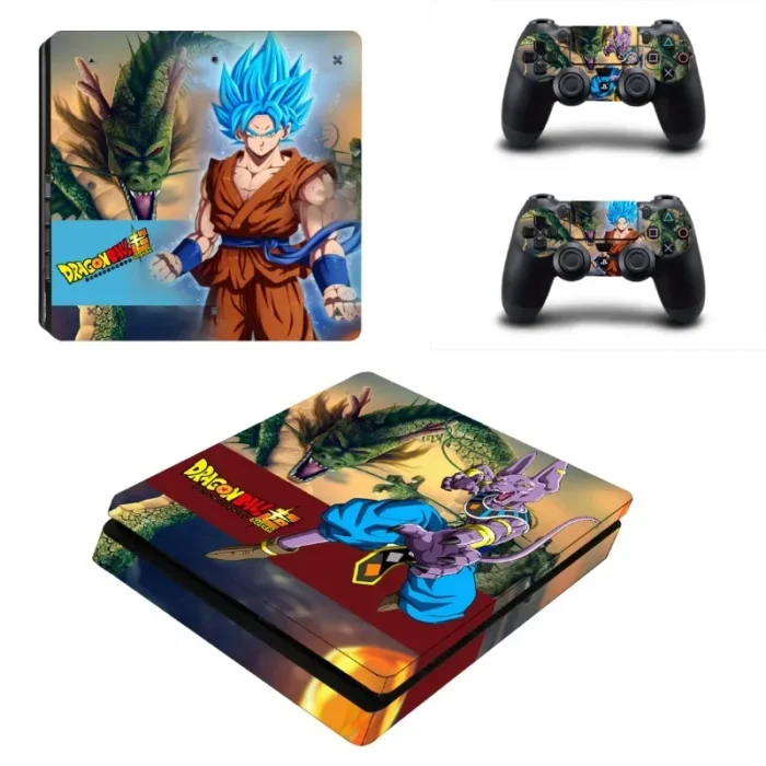 ⁦ملصق سكين PS4 Slim دراغون بول Z - غطاء حماية بتصميم غوكو لجهاز بلايستيشن 4⁩ - الصورة ⁦3⁩